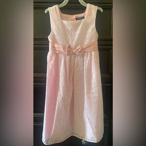 George Pink Lace Bow-Accent Girls Dress